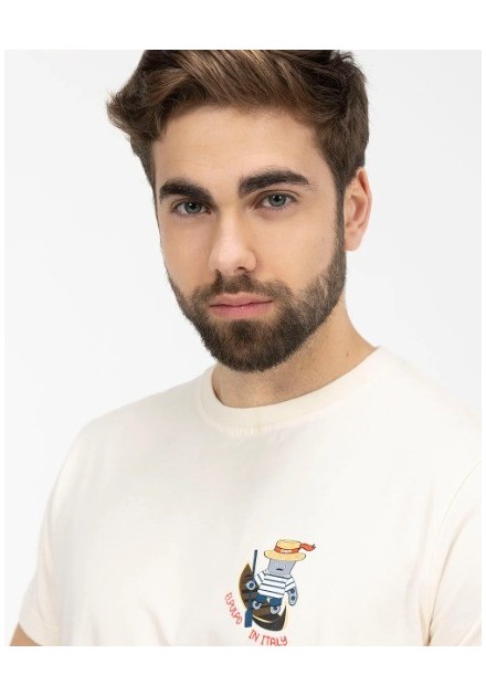 CAMISETA CHICO EL PULPO COLOR BLANCO ROTO