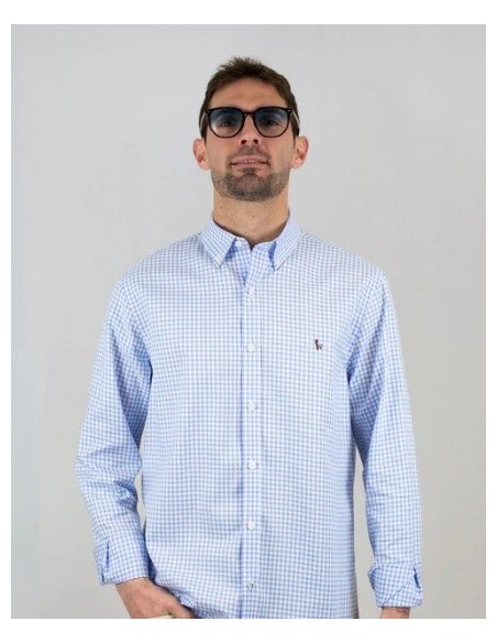 CAMISA CHICO PATADEGAYO CUADROS COLOR 9 CELESTE