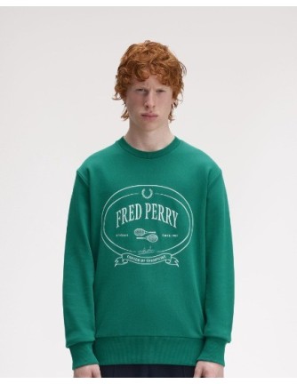 SUDADERA UNISEX FRED PERRY COLOR 27 VERDE