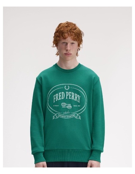 SUDADERA UNISEX FRED PERRY COLOR 27 VERDE