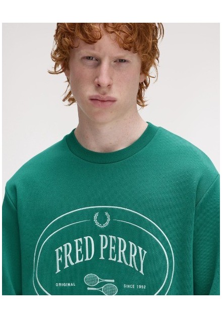 SUDADERA UNISEX FRED PERRY COLOR 27 VERDE