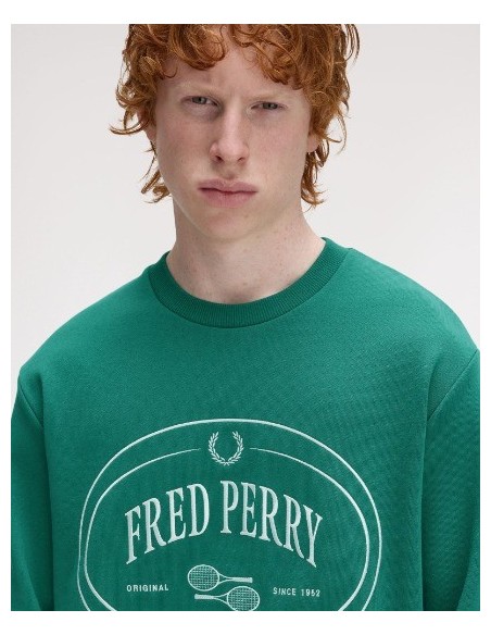 SUDADERA UNISEX FRED PERRY COLOR 27 VERDE