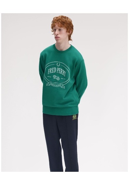 SUDADERA UNISEX FRED PERRY COLOR 27 VERDE