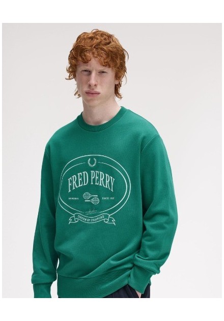 SUDADERA UNISEX FRED PERRY COLOR 27 VERDE
