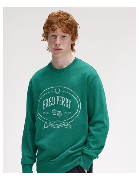 SUDADERA UNISEX FRED PERRY COLOR 27 VERDE