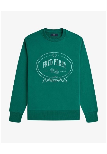 SUDADERA UNISEX FRED PERRY COLOR 27 VERDE