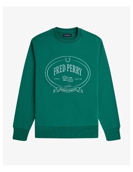 SUDADERA UNISEX FRED PERRY COLOR 27 VERDE