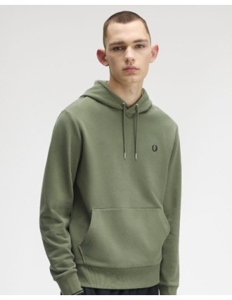 SUDADERA UNISEX CAPUCHA FRED PERRY COLOR 33 VERDE