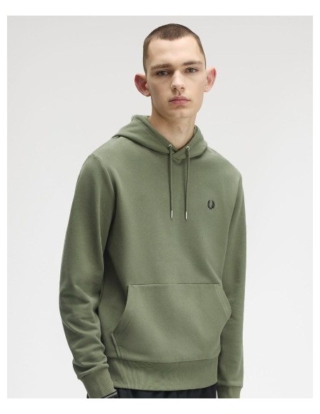 SUDADERA UNISEX CAPUCHA FRED PERRY COLOR 33 VERDE