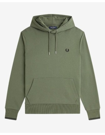 SUDADERA UNISEX CAPUCHA FRED PERRY COLOR 33 VERDE 2