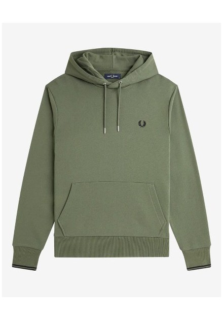 SUDADERA UNISEX CAPUCHA FRED PERRY COLOR 33 VERDE