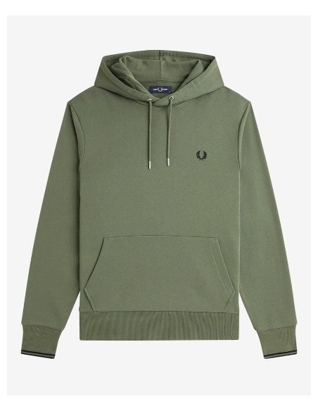 SUDADERA UNISEX CAPUCHA FRED PERRY COLOR 33 VERDE