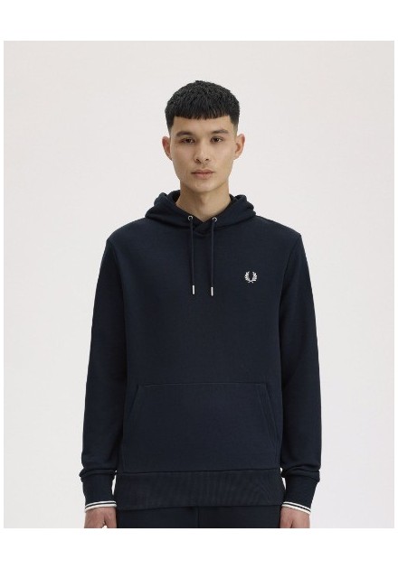 SUDADERA UNISEX CAPUCHA FRED PERRY COLOR 32 MARINO
