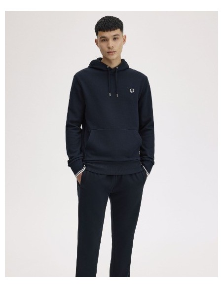 SUDADERA UNISEX CAPUCHA FRED PERRY COLOR 32 MARINO